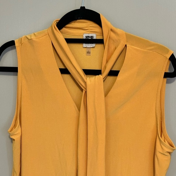 Anne Klein Mustard Sleeveless Drape Blouse - Picture 3 of 5